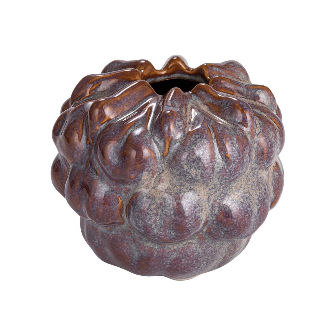 Hello Honey® 5.5" Blue & Brown Stoneware Vase with Reactive Glaze